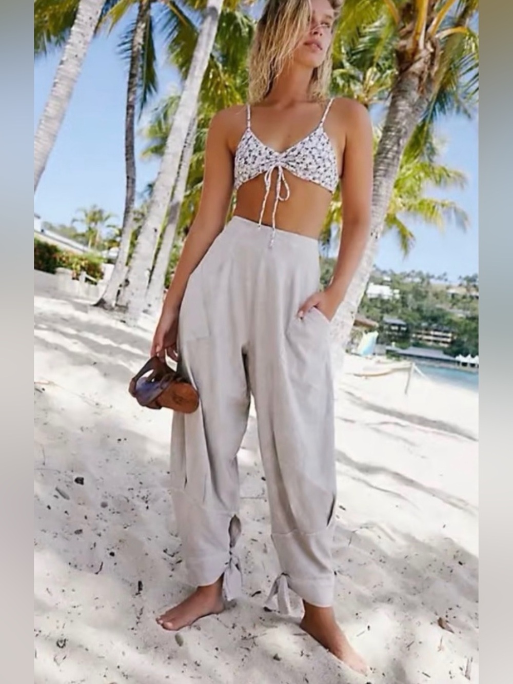 FREE PEOPLE BEACH Stunner Pants Barrel Stone S